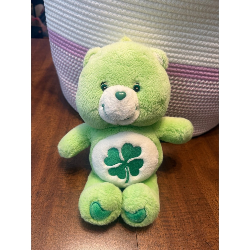 Vintage 2002 Care Bears Good Luck Bear Green Clover Plush Play Along